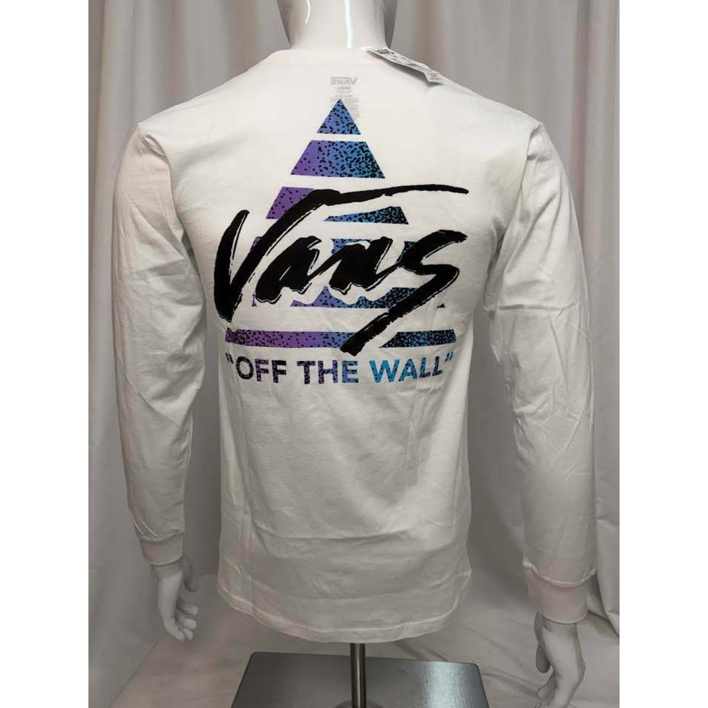 Vans Relive Off The Wall Mens White Long Sleeve Graphic Tee Small NWT